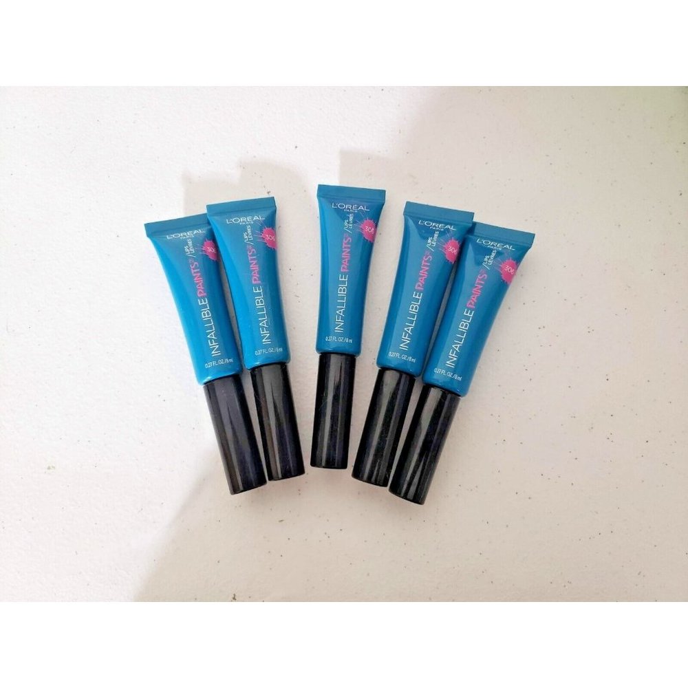 L'Oreal Paris Infallible Lip Paints 306 Domineering Teal 0.27 Oz Set Of 5 New